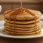 AColorful fashioned pancake art featuring intricate designs and fun shapes on a breakfast plate